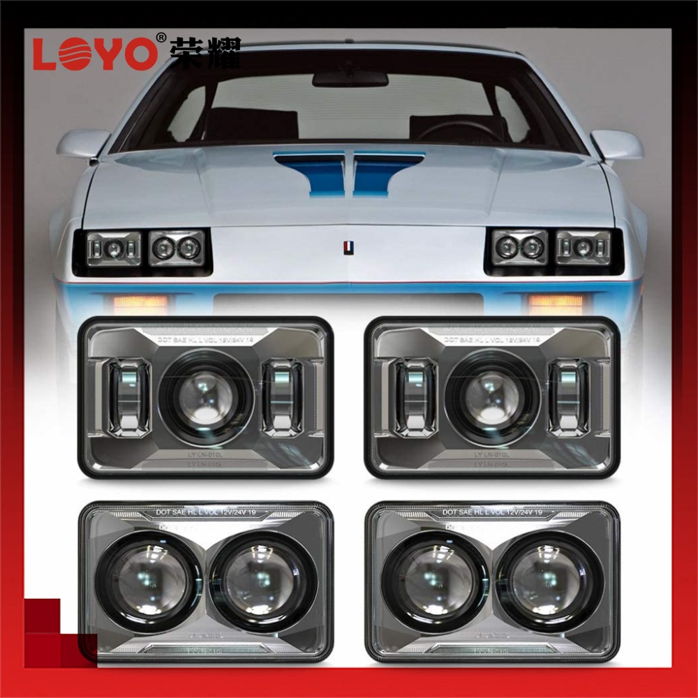 5英寸方灯适用于卡车方灯吉普4x6寸led前大灯方形带日行汽车大灯