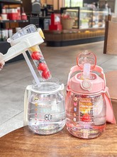 批发新疆批发大容量水杯女学生夏季儿童大肚杯塑料带吸管便携水壶