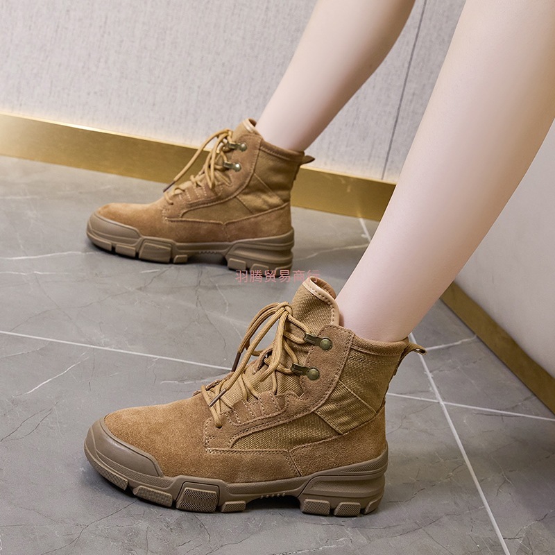 马丁靴女2025新款户外登山鞋小个子内增高春秋季徒步爬山防滑短靴
