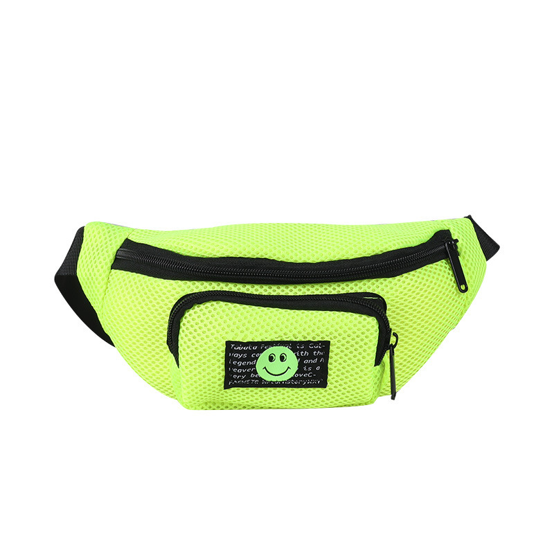 2023 Korean Style Children's Small Waist Bag Cute Smiley Mesh Boys' Chest Bag Portable Burden Alleviation Personality Crossbody Bag for Girls