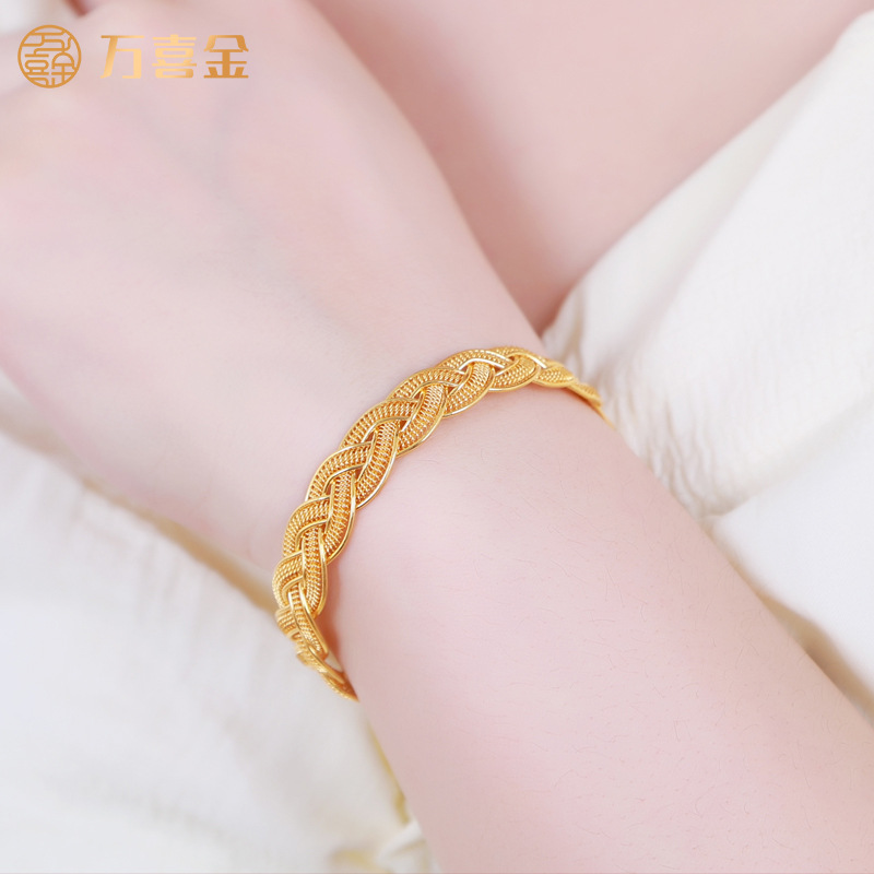 万喜金9999手镯黄金传承泥鳅背手镯足金黄金金镯子新款直播专拍