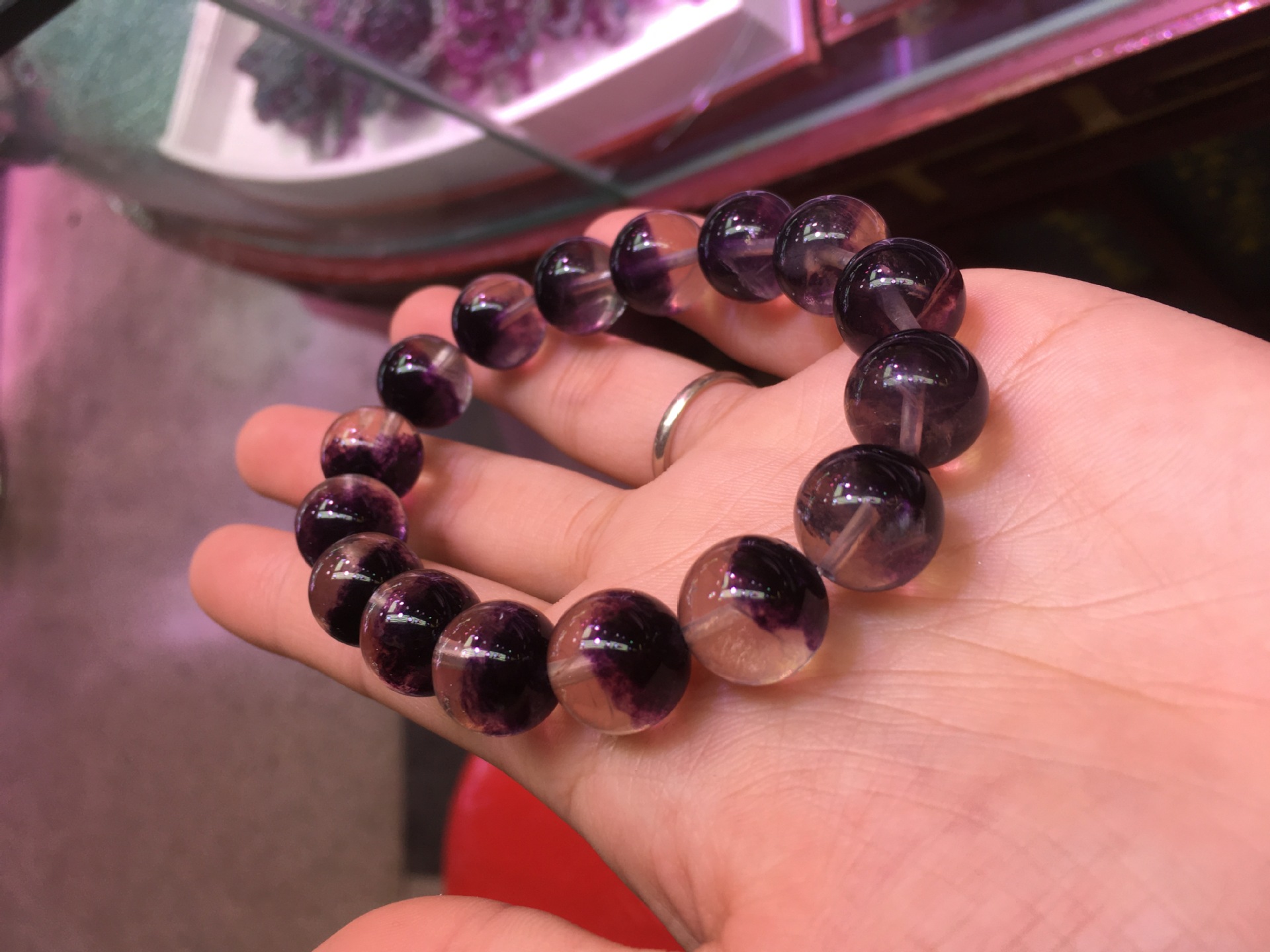 紫萤石手链女款紫幽灵手串聚宝盆萤石手饰紫色水晶饰品送礼