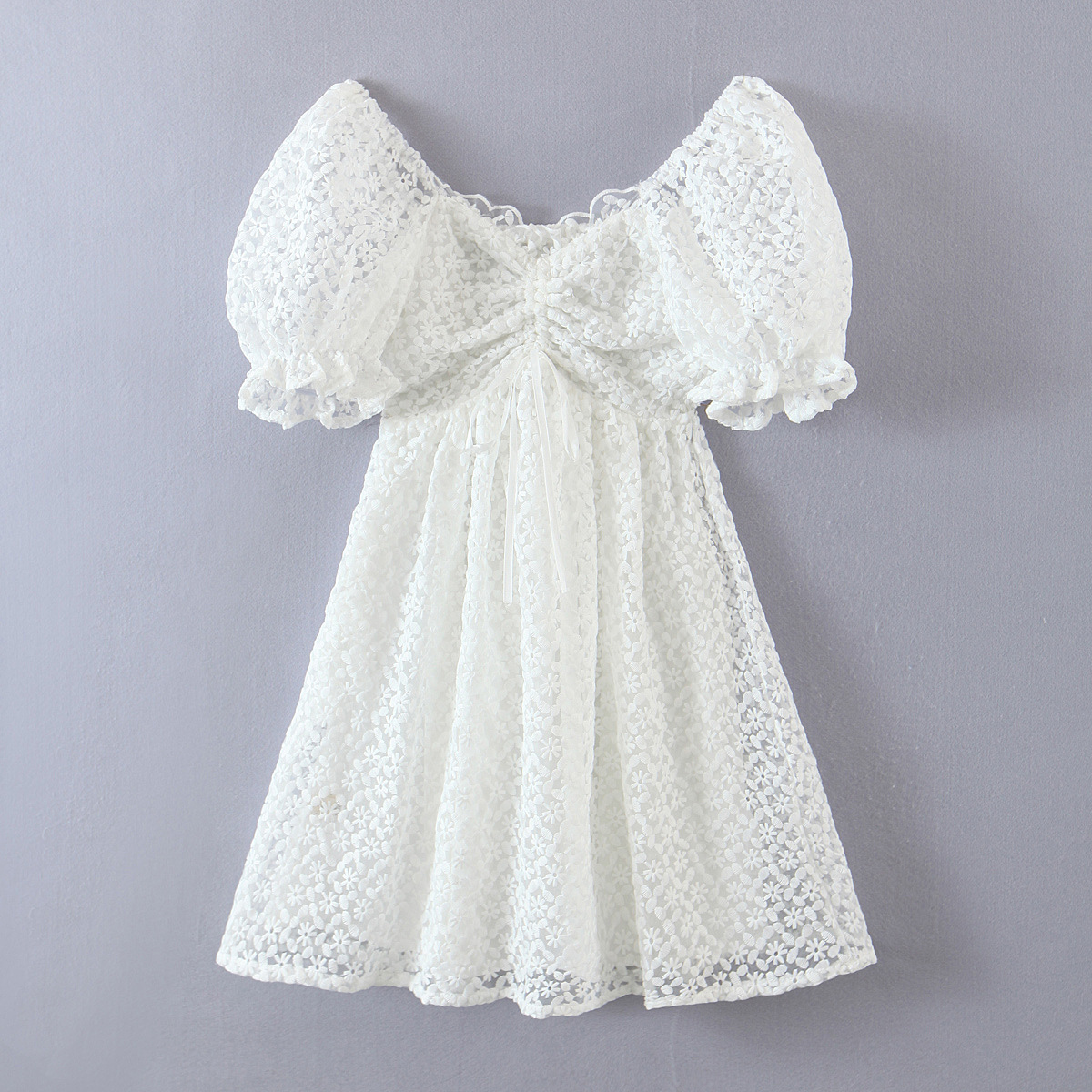 蕾丝拼接印花公主裙