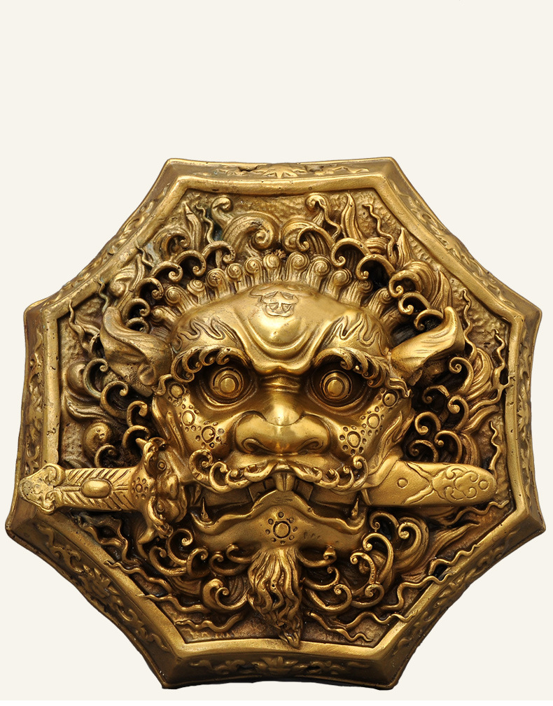 厂家批发纯铜狮头八卦 狮咬剑摆件 睚眦家居办公室工艺品挂件