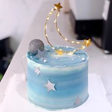 铁丝星星月亮蛋糕烘焙装饰插件唯美金色插牌生日甜品台烘焙用品