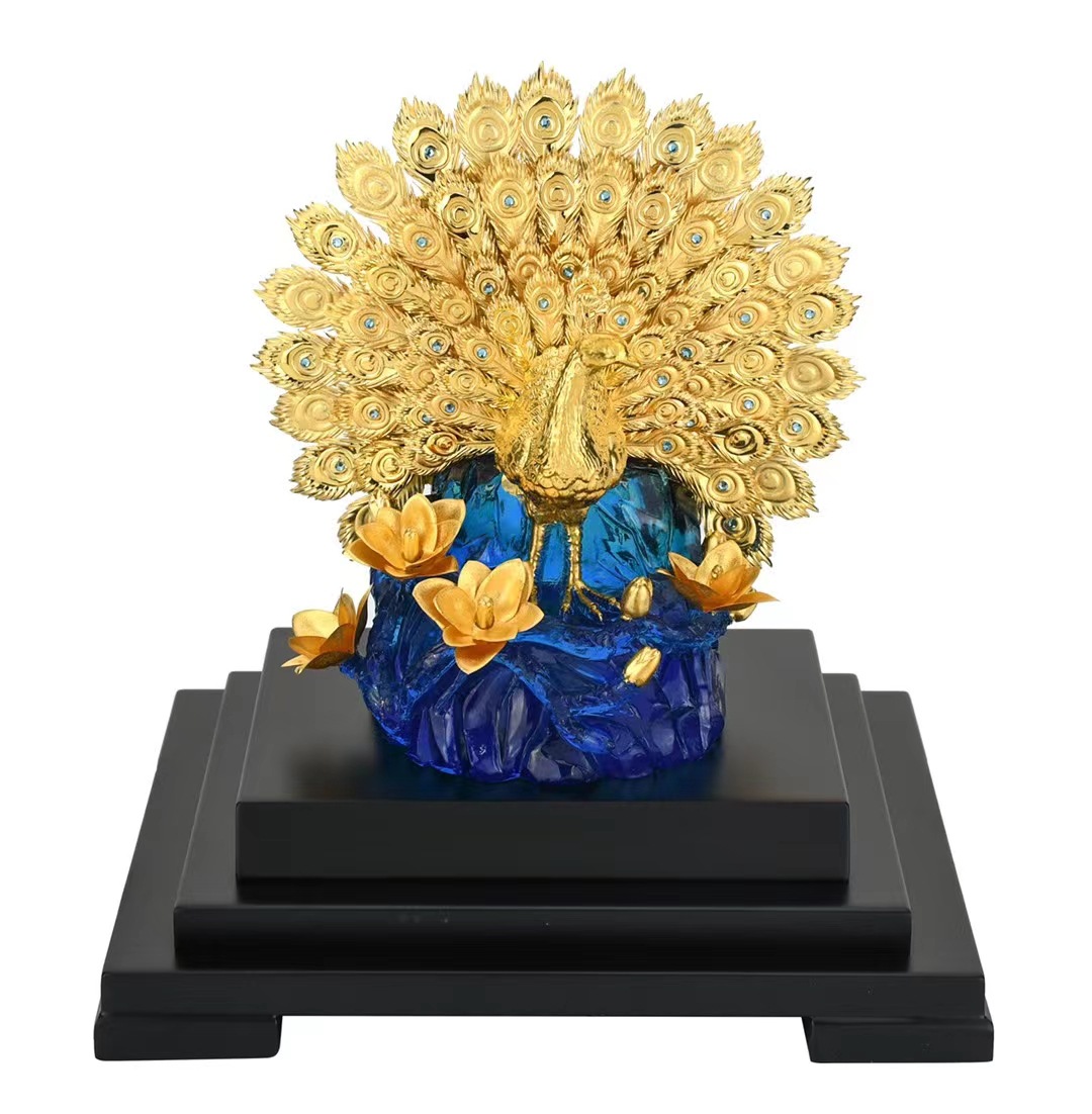 开业乔迁家居金箔艺术创意摆件礼品 松鹤祝寿送长辈礼品