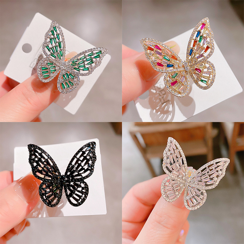 High-End Luxury Super Fairy Zircon Butterfly Open Index Finger Ring Ins Trendy Korean Style Internet Celebrity Normcore Style Ring Women