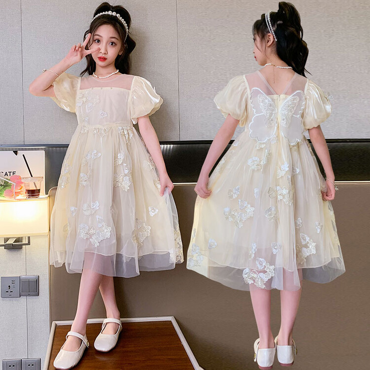 儿童裙子纱裙女童公主裙夏季高级感大童礼服连衣裙外贸跨境代发
