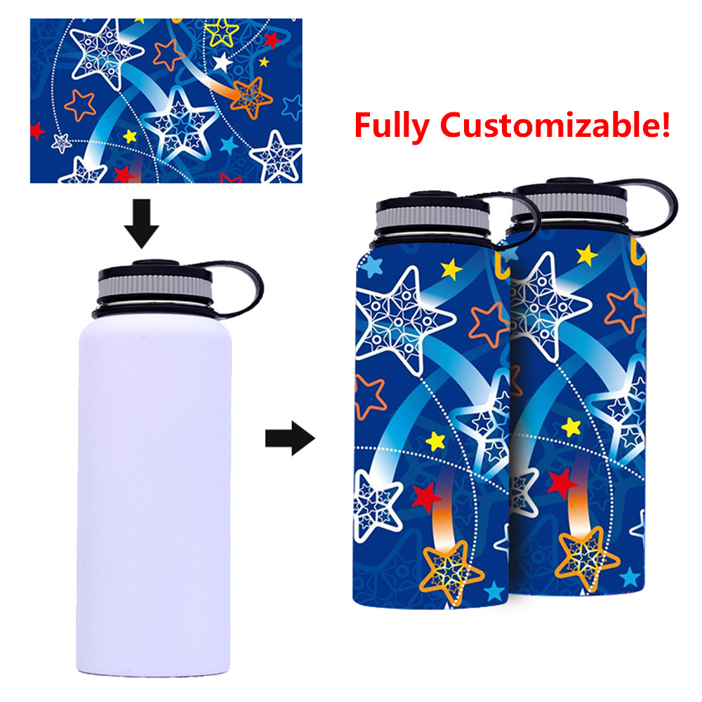 Customized DIY Full Printing Sublimation 5D Stainless Steel Vacuum Cup Outdoor Portable 32oz Large Capacity Car Sports Bottle