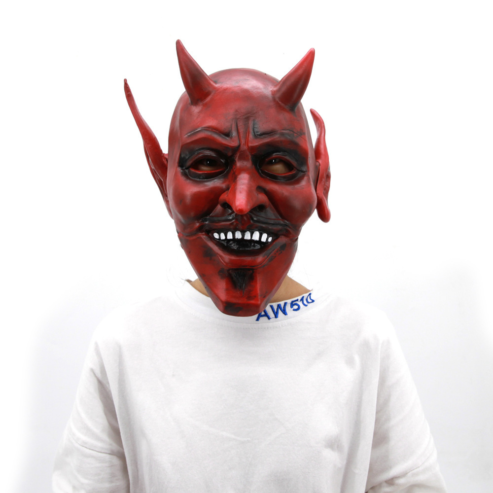 万圣节鬼脸面具cosplay手套红色魔王恶魔搞笑假面化妆舞会道具