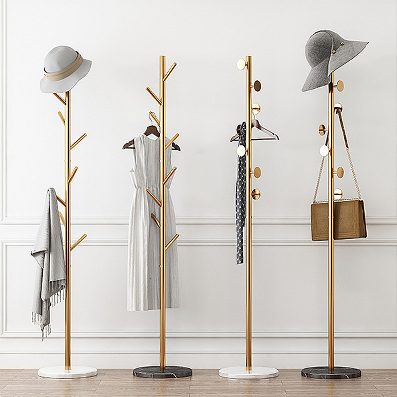 衣帽架置物架大理石铁艺立式衣架落地卧室挂衣服架子北欧风挂衣架