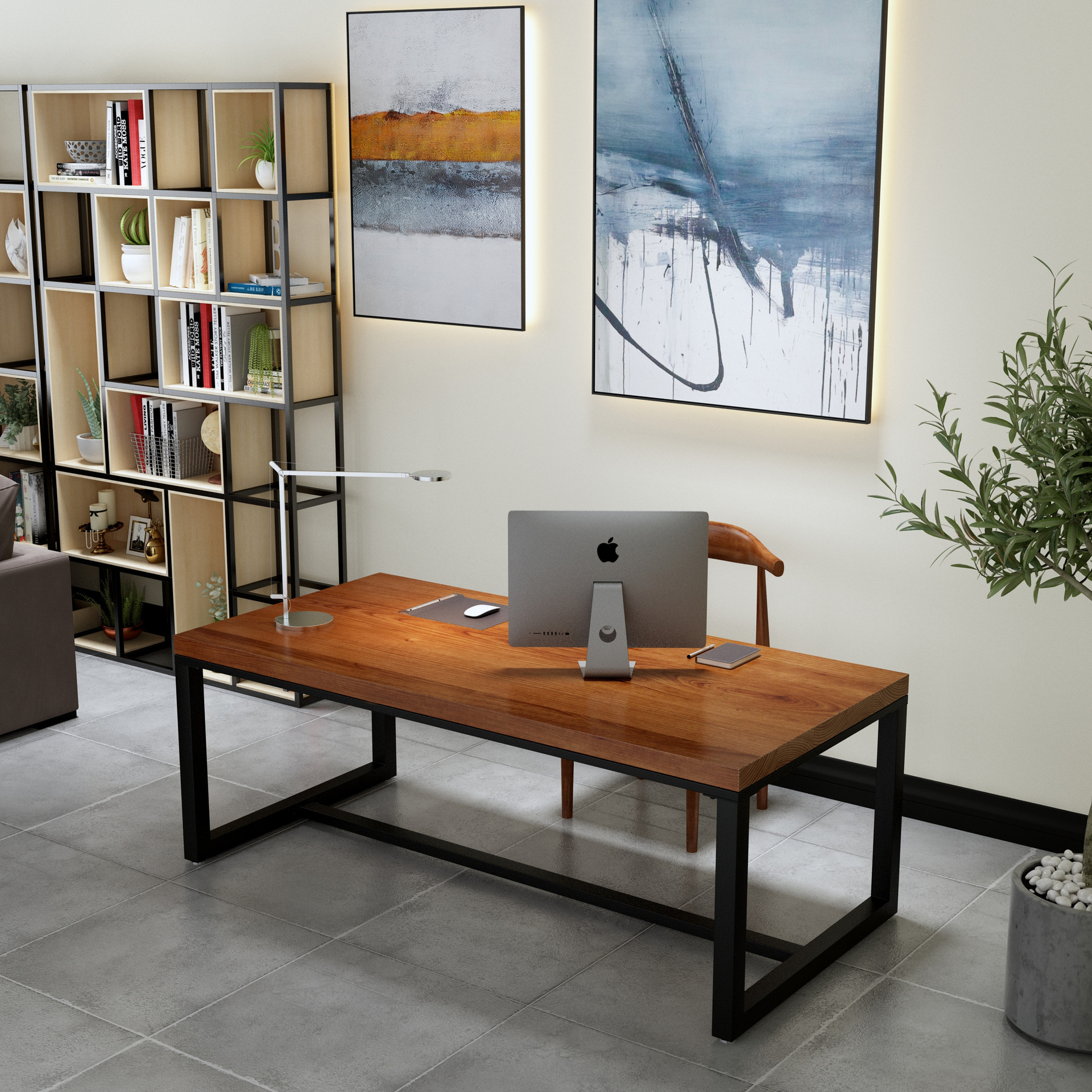 北欧台式电脑桌办公室工作台实木会议桌卧室书桌长桌学生写字桌子