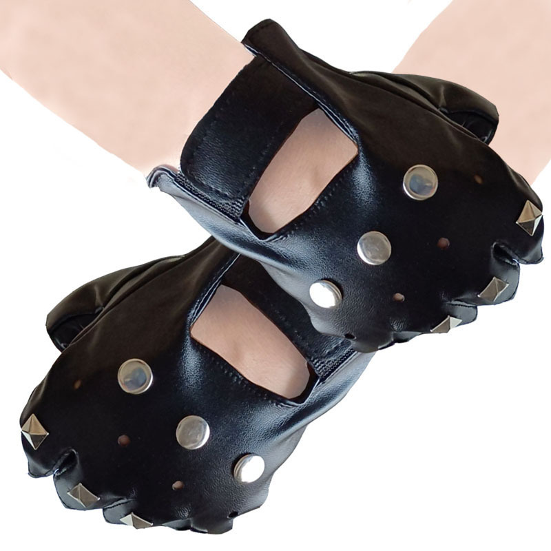 厂家直销街舞霹雳舞朋克夜店舞蹈跳舞手套舞台演出半指男手套批发