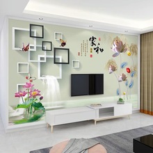竹木纤维集成墙板现代中式家和电视背景墙板轻奢大气客厅沙发扣板