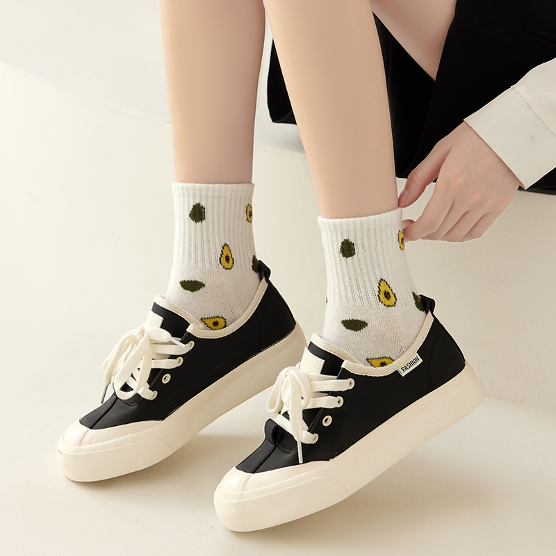 Women's Socks Autumn and Winter Mid-Calf Length Socks Japanese Style Solid Color Bunching Socks Long Women's Socks Ins Trendy Mori Style Simple Thigh High Socks