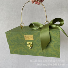 轻奢伴手礼盒子礼盒高级套餐手提伴郎伴娘绿色结婚包装盒空盒实用