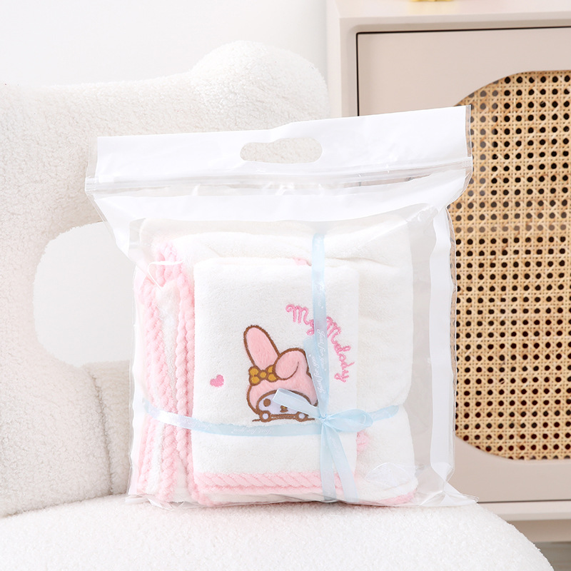 Cross-Border Spot Wholesale Girl Cute Towel Bath Towel Quick-Drying Household Melody Sanrio Set Cartoon Absorbent