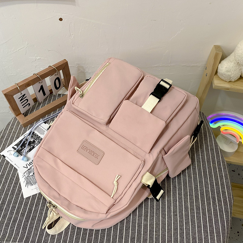 2021 New Trendy Korean Style Large Capacity Early High School Student Schoolbag Lightweight Simple Travel Bag Canvas Backpack