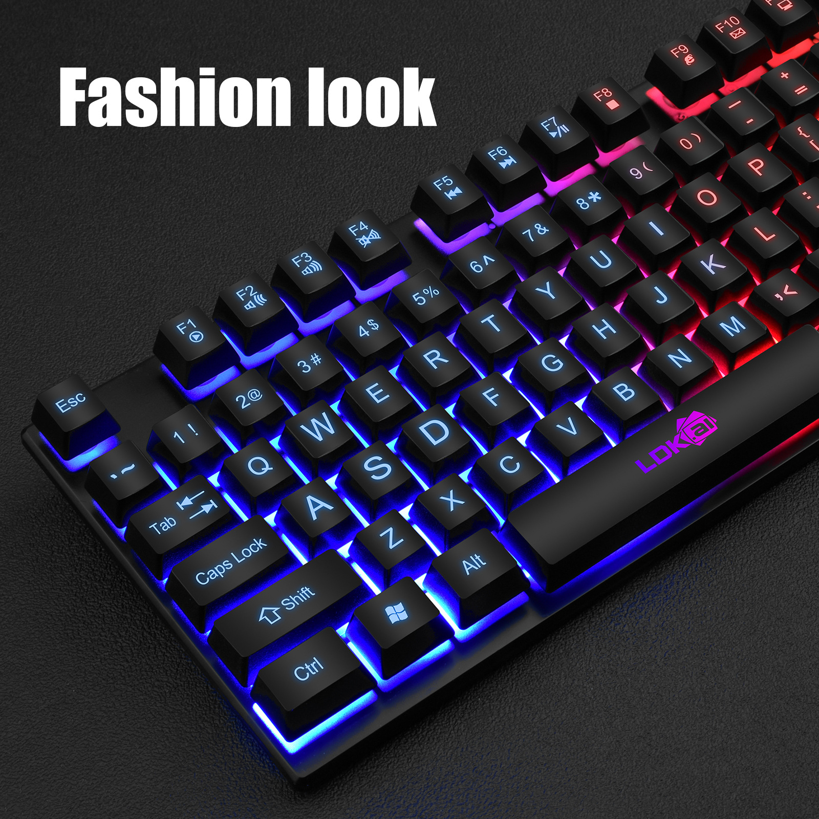 发光键盘有线键鼠套装发光彩虹背光游戏键盘鼠标悬浮式