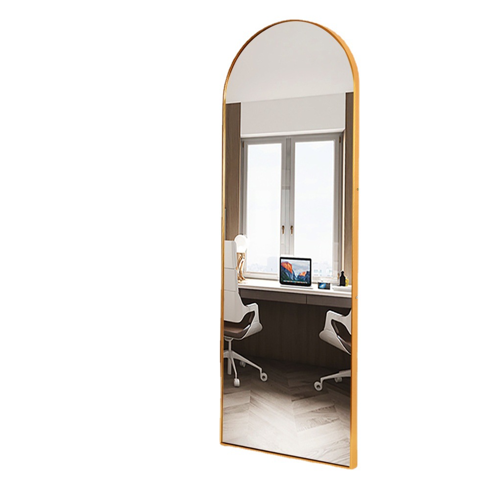 Factory Customized European-Style Aluminum Alloy Floor Mirror Light Luxury Ins Dressing Mirror Internet Celebrity Arch Full-Length Mirror Hanging Dual-Use