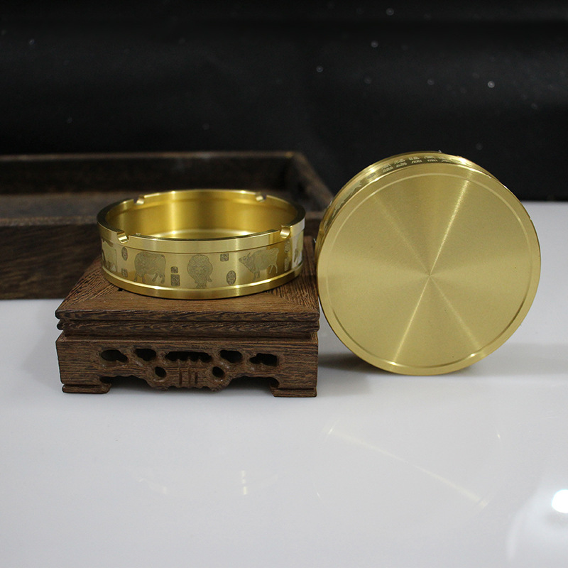 黄铜烟灰缸五牛铜工艺品办公室纯铜摆件五虎创意铜制品金属铜器