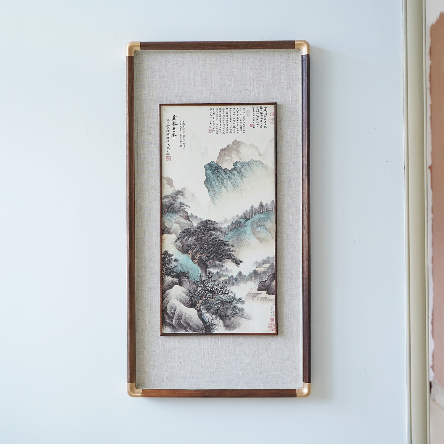 铜合金角画框新中式装饰画相框刺绣框架实木黑胡桃白木花梨红木框