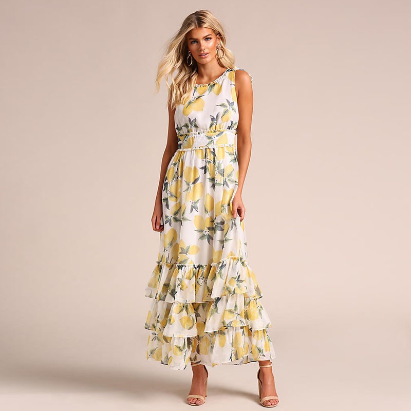 2024夏欧美外贸新款女装连衣裙ebay亚马逊法式性感无袖印花连衣裙