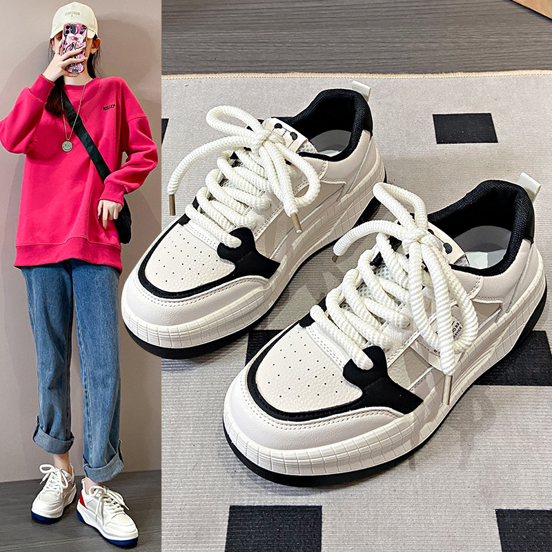 厚底圆头低帮鞋女2023夏秋季新款韩版松糕运动鞋时尚休闲板鞋代发