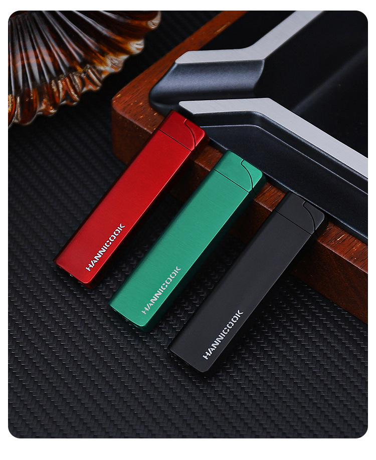 hannicook超薄绿焰直冲打火机锌合金金属个性潮流便携雪茄打火机