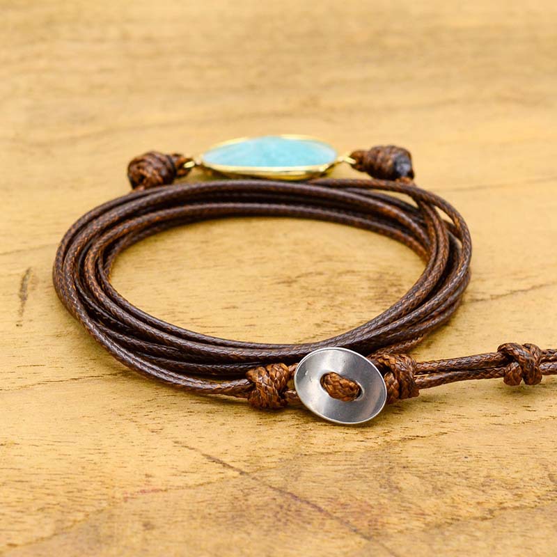 跨境电商热卖 亚马逊包边手工编织多层蜡绳手链 简约风手链