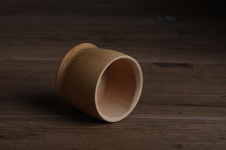 竹制小水杯小号功夫茶杯餐厅酒店用竹酒杯无漆竹筒杯收腰白酒杯子