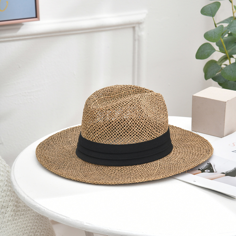 New Summer Men's and Women's Neutral Sun-Proof Straw Hat Fashion Sun-Proof Uv-Proof Straw Hat Panama Hat Wholesale