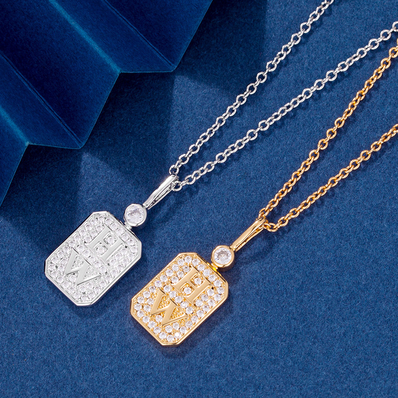 s925香水瓶满钻项链彩金色hw轻奢新款吊坠简约百搭高级质感锁骨链