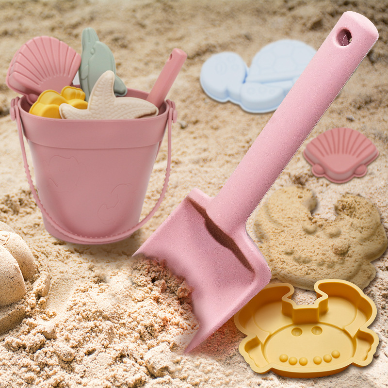 cross-border children‘s toys parent-child interactive sand playing tool set sand shovel barrels silicone beach toys wholesale