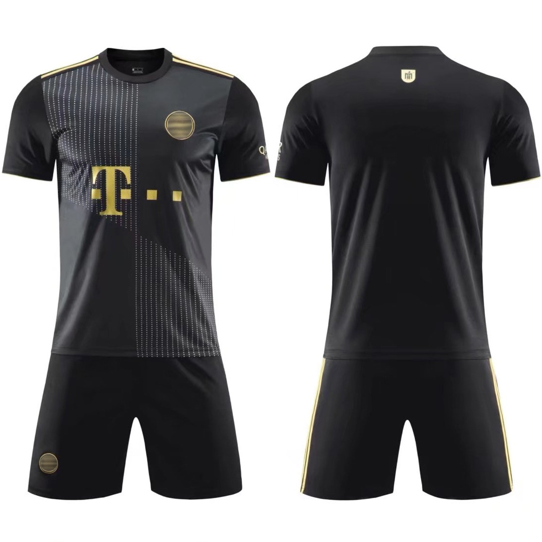 21-22赛季拜仁客场黑色球衣运动训练队服团购短袖穆勒足球服套装