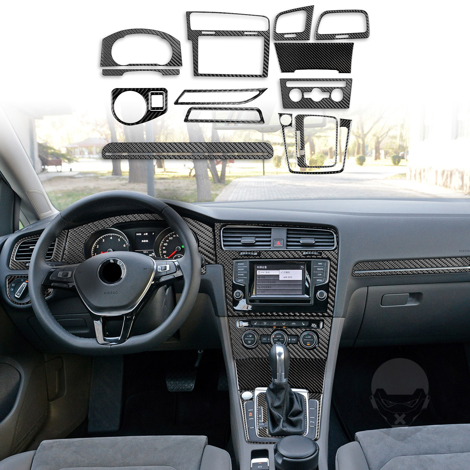 适用于大众高尔夫7中控出风口套件真碳纤维汽车内饰改装配件-阿里巴巴