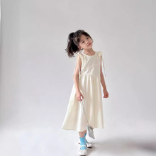 2024春夏新款女童白色设计款系带吊带裙