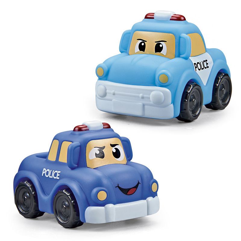 跨境外销俄罗斯儿童卡通搪胶警车耐摔玩具车仔可水洗男孩玩具礼品