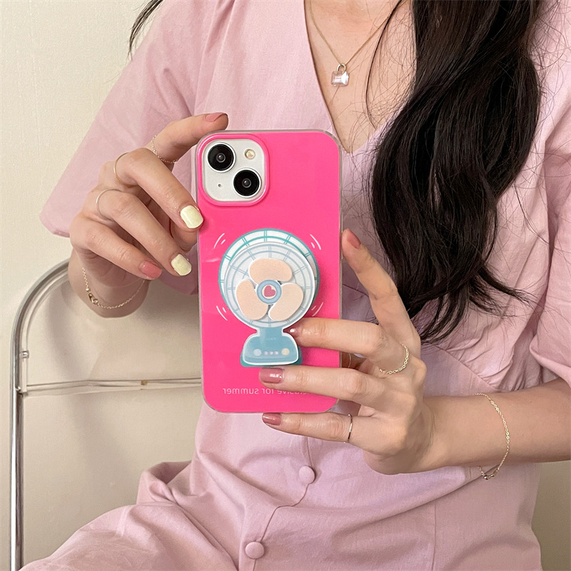 夏日电风扇适用iphone14个性12promax手机壳苹果13新款11支架防摔