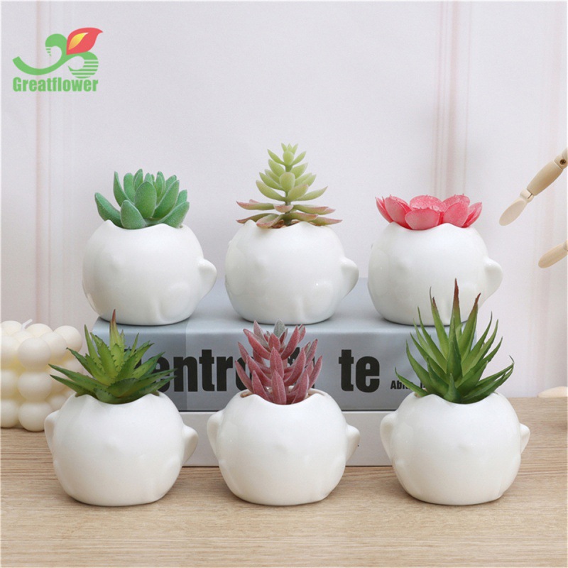 Cross-Border New Arrival Simulation Multi-Meat Potted Plant Cartoon Animal Ceramic Potted Plant Fake Flower Furnishings Decorative Greenery Wholesale
