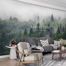3d大自然云雾森林墙纸延伸空间壁画餐厅主题酒店沙发背景森系壁纸