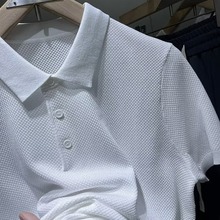 韩国极简时尚修身带领t恤男 基础款特制网状编织针织短袖POLO衫男