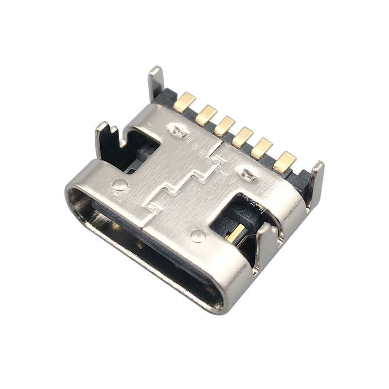 type-c6pin母座 简易式 插板 高速 c型 快充电接口 usb3.1连接器