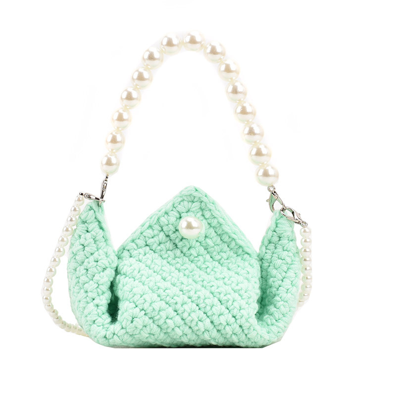 Internet Celebrity Girl's Crossbody Bag Baby Mini Knitted Mountain Shoulder Bag Western Style Girl Pearl Chain Handbags