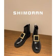 SHIMORAN/高级感满满~经典款金属扣钻扣短靴切尔西靴子女