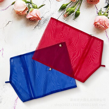 纱袋厂家高档欧根纱翻盖珍珠扣袋汉服唐装文胸女装丝巾旗袍包装袋