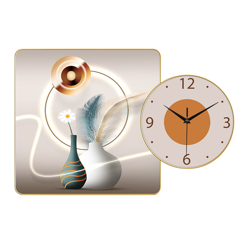 Modern Simple and Light Luxury Household Wall Clock Pattern Clear Font Clock Scan on Time Density Plate Wooden Quartz Clock