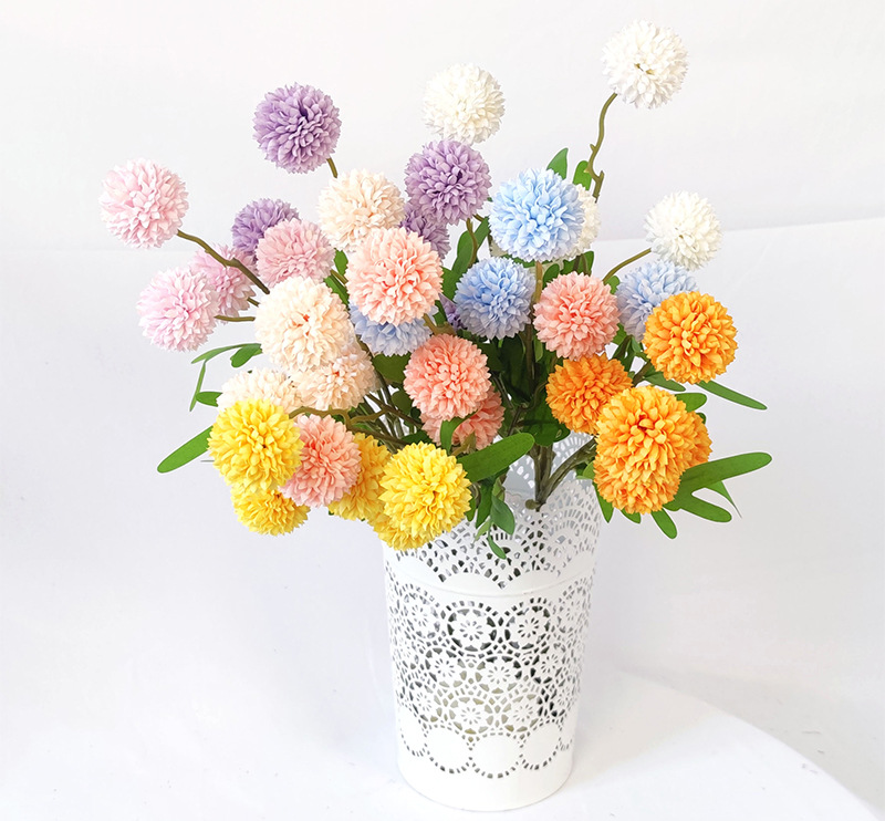 5头球菊乒乓菊 田园小清新家居装饰假花束婚庆插花摄影道具仿真花