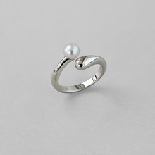 圆轨珍珠戒指女小众设计感食指轻奢指环代发