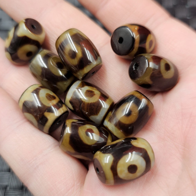 玛瑙天珠路路通玉石散珠咖啡色三眼天珠桶珠手链项链佛珠配件珠子